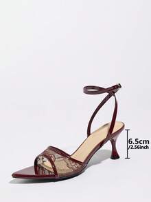 Giày sandal đế bệt hở gót mũi nhọn gợi cảm dành cho nữ, quai ngang mắt cá chân, gót nhọn thanh lịch, phù hợp cho mùa xuân/hè, tiệc tùng, thường ngày, ngoài trời, du lịch, chất liệu mềm mại cao cấp bóng như gương, sandal cao gót màu đen sang trọng đầy bí ẩn. - Màu Đỏ Sâu - Xem 11