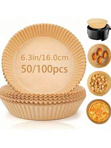 25/50/100片装方形一次性空气炸锅衬垫，空气炸锅纸篮烤盘，烤箱配件，烘焙工具，厨房小工具 - 彩色 - 查看 15