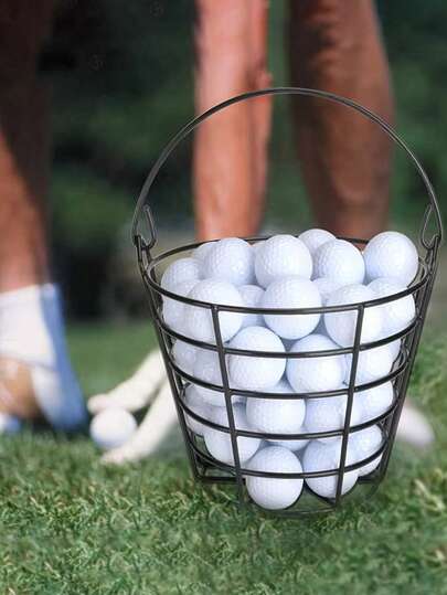 1pc Iron Wire Golf Ball Basket, Golf Ball Collector, Can Hold 50 Balls, Practice Range & Course Accessory