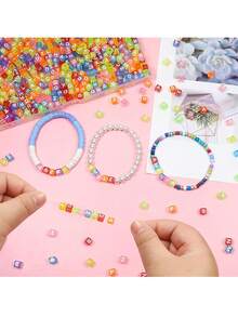 50pcs 6mm Transparent Acrylic Square Letter Beads, A To Z Alphabet Cube Beads For DIY Jewelry Making Bracelet Necklace Keychain - Transparent Square Letter Beads - View 1