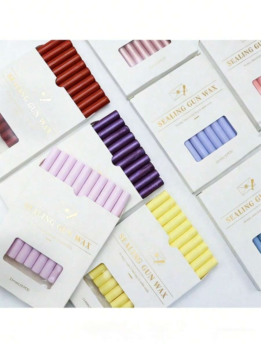 10pcs/Box Sealing Wax Sticks, Wax Seal Sticks, Hot Melt Glue Gun Wax Sticks, Suitable For Wedding Invitations, Letters, Envelopes, Cards And Crafts