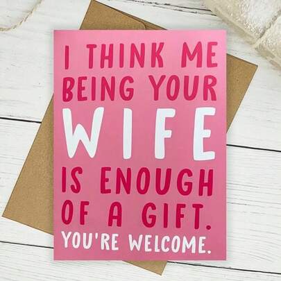 1pc Funny Husband Birthday Card - Ideal For Valentine's Day Or Anniversary Gift - Humorous Gag Card For Men - Includes Envelope And Thank You Card - Small Business Supplies