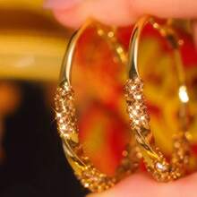 Earrings Ear Clips Gold Purple Earrings Elegant Fashion Design Sense Ear Jewelry Women - Màu tím - Xem 1