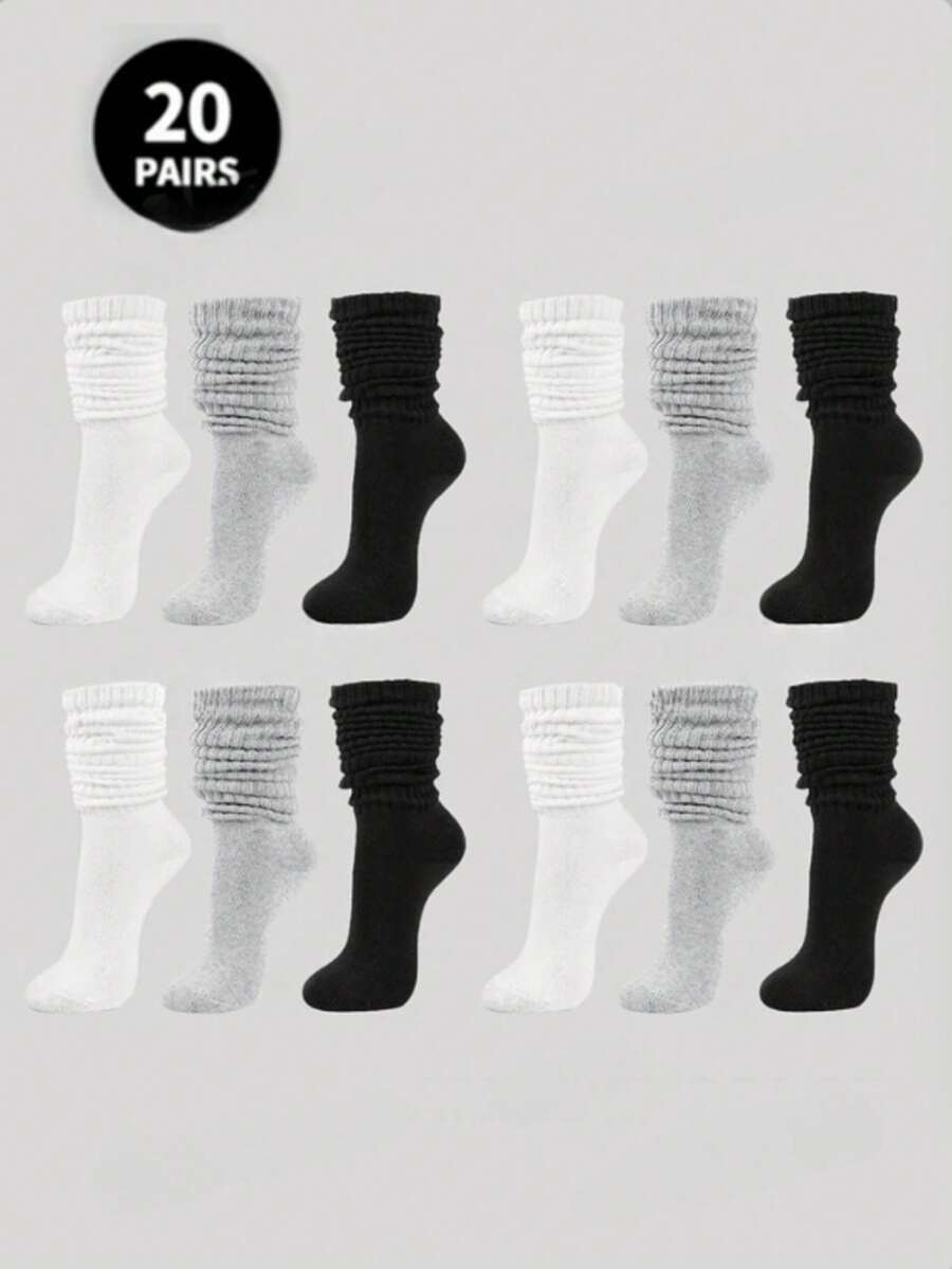 3/6/10/20 Pairs Autumn/Winter Knitted Socks, Hollow Knit Socks, Ankle Socks, Men's Tight Mid-Calf Socks, Tight Long Socks, Autumn - Multicolor - View 1
