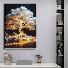 1pc 5D DIY Diamond Painting - "Fantasy Glowing Tree Style: A Tree Emitting Warm Golden Light All Over" - Large Size Frameless Mosaic Full Diamond Round Acrylic Diamond Art DIY Diamond Painting Kit, Suitable For Home And Office Desktop Decoration, Tabletop Decoration And Wall Decoration, Living Room, Bedroom, Study Room Ideal Home Decor Gift, Suitable For Adult Beginners And Craft Enthusiasts, Handmade Gift Ideas, Perfect Gift For Family Gatherings, Birthday Parties And Various Festivals - Multicolor - View 15