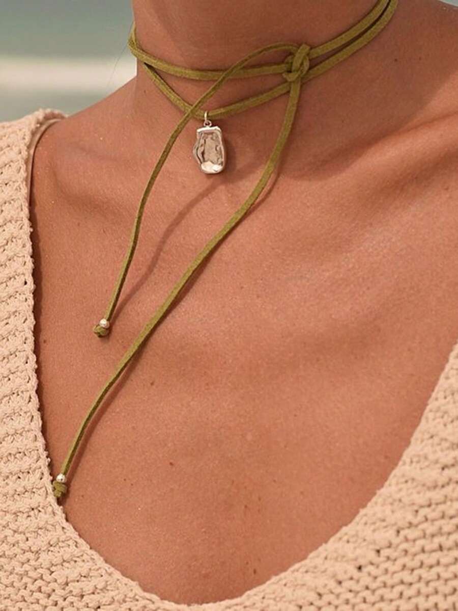 1 Peça Colar Ajustável de Pingente Geométrico Assimétrico Minimalista em Prata, Adequado para Uso Casual, Trabalho, Encontros, Festas e Reuniões por Mulheres