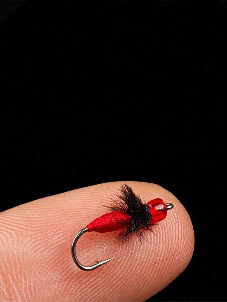 5pcs Fly Tying Hooks, Lure Modification Sunflower Seeds Sequins Non-Damaging Line Fish Hooks, Small White Strips Micro Lure Fishing Tackle Accessories - Red - View 1