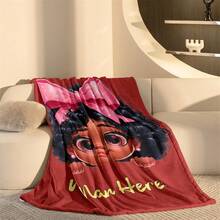 1pc Personalized Name Blanket With Cartoon Girl Character & Bow Design, Soft Warm Flannel Blanket, Memorable Gift Idea For Birthday, Christmas, Family, Friends, Suitable For Bedroom, Living Room, Sofa, Bed, Office, Car, Great For Napping, Lightweight Outdoor Travel - 1 Polyester Blend - Multicolor - View 12