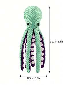 1件宠物用品大章鱼，耐咬磨牙减压工具，带声音的大型毛绒玩具章鱼 - 彩色 - 查看 3