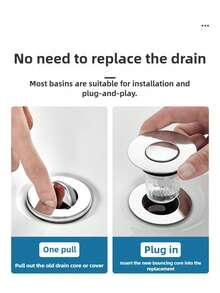 Miedziany korek do umywalki łazienkowej, uniwersalny korek z wyłapywaczem włosów i filtrem zapobiegającym zatykaniu, do standardowych otworów odpływowych o średnicy od 1,3 do 2,36 cala (3,3-6 cm), srebrny - Wielokolorowe - Zobacz 7