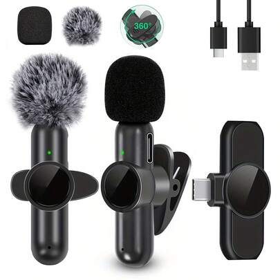 Wireless Lavalier Microphone For IPhone, IPad And Type-C, With Ultra-Low Latency Noise Cancellation Design, Plug And Play, Suitable For Video Shooting, Content Creation, Podcasting, Gaming And More