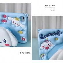 Sanrio Hello Kitty卡通可爱保护套，适用于iPad Mini 1234567/789th/Air/Pro（蓝色），防震、防刮、防摔、防滑、防指纹，带支架，耐刮擦，硅胶材质，是节日礼物佳品，简约时尚，也适用于iPad 7.9、8.3、9.7、10.2、10.5、10.9、11英寸。