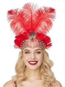 1-Piece Carnival Artificial Feather Headwear, Dancer Headband, Lady Feather Beauty Pageant Headband, 1920s Jazz Girl Headband, Halloween - Three Hair Bands - View 20