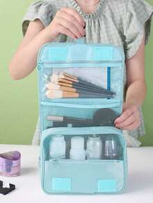 1个加厚防水挂式洗漱包，适合旅行和商务出行，可用作洗漱包、旅行包、化妆品收纳包、沙滩包、度假必备品、学习用品、旅行必需品、宿舍浴室用品、返校用品等，女士适用。 - 彩色 - 查看 3