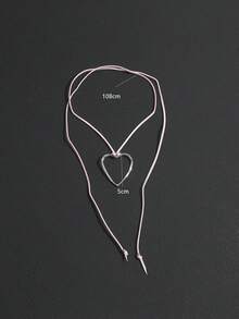 1件INS风粉色蝴蝶结丝带爱心项链，女士系带颈链，项圈配饰 - 銀色 - 查看 5