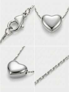 3D Heart Pendant Necklace For Women - Dainty Gold Layering Choker, Coquette Core & Minimalist Everyday Jewelry (Adjustable Chain,  Viral Gift) - Silver - View 11