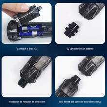 JCH-Sable de luz LED para 2 en 1 Cuchillas Dobles con Sonidos FX con Mango Realista con Seis baterías # 7 7 Colores 2 en 1 - como en la foto - Ver 5