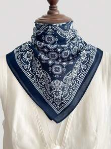 1pc 70x70CM Bandana Scarf, Cashew Flower Pattern, Versatile Head Wrap, Hair Tie, Neckerchief - Multicolor - View 5