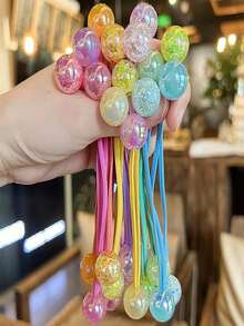 1pc Shiny Bead Double-Ended Hair Scrunchie Accessory, Cute Hair Tie For Women Head Woman Accessories ,Ponytail Holders ,Hair Elastics ,Hair Rubber Bands ,Hair Rope , - Multicolor - View 10