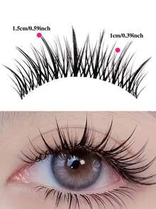 5对交叉尖头cosplay假睫毛，整条小恶魔款，根部分离，透明梗，0.05mm超薄，柔软可重复使用，放大双眼效果，新手友好，适合cosplay、万圣节和派对，打造戏剧性魅力妆容 - 尖尾漫畫款 - 查看 2