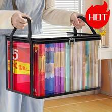 2pcs Large Foldable Transparent PVC Storage Bags With Handles - , Multipurpose Storage Bags For Clothes, Books, Shoes Etc. - Black Trim - Style a Transparent Black Handbag - Large Size (2 Pieces) - View 7