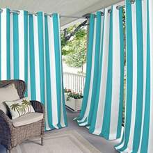 Home Fashions Indoor/Outdoor Patio Gazebo Pergola Cabana Stripe Grommet Top Single Panel Window Curtain Drape, 50 Inch Wide X 95 Inch Long, Turquoise (1 Panel)(127An x 241.3Al cm (1 Paneles) Turquesa) - Multicolor - Ver 1