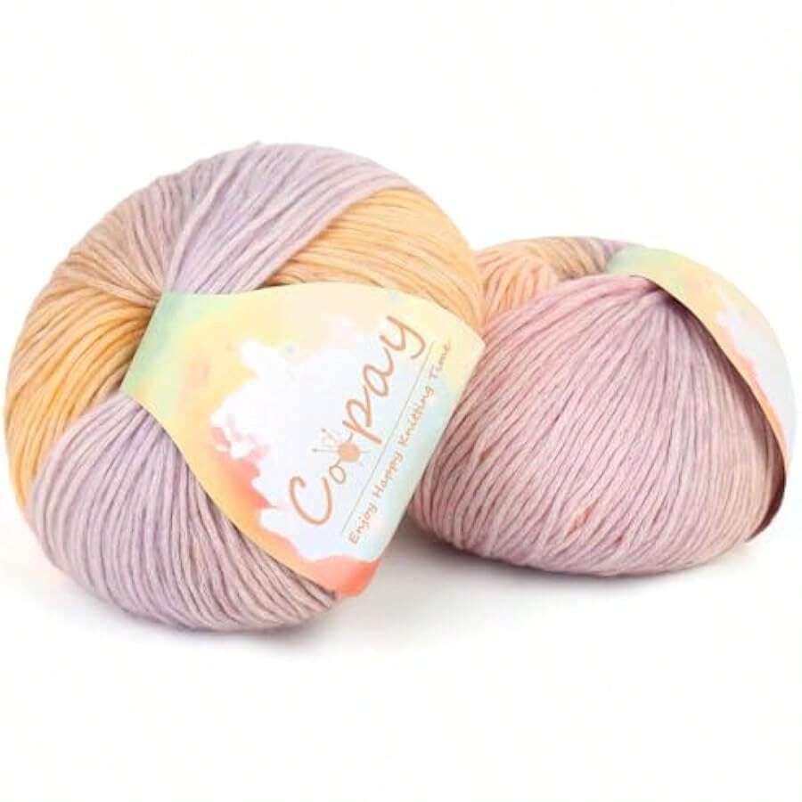 Yarn For Crocheting Knitting, Gradient Cake Yarns, 2 * 3.53oz - 240yds - 50% Cotton 50% Acrylic Ombre Yarns, Crochet Yarn For Blankets, Shawls, Scarves (102 Rainbow) Local Shipping - 112 花徑 - 查看 1