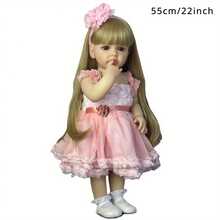 22 Inch (55cm) Lifelike Reborn Baby Doll, Soft Vinyl Full Body, Realistic Newborn Doll, Cute Pretend Play Toy, Girls Birthday Gift (Some Parts Random, Accurate Anatomical Structure) - Coral Orange - View 3
