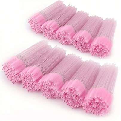 500 pièces Brosses à cils jetables - Brosses pour extensions de cils, design couleur dégradé, poils en nylon, convient pour les sourcils, les yeux et les extensions de cils - Tous les tons beige clair, outils de beauté, outils pour extensions de cils | Design de brosse vibrant | Structure en nylon, cadeaux