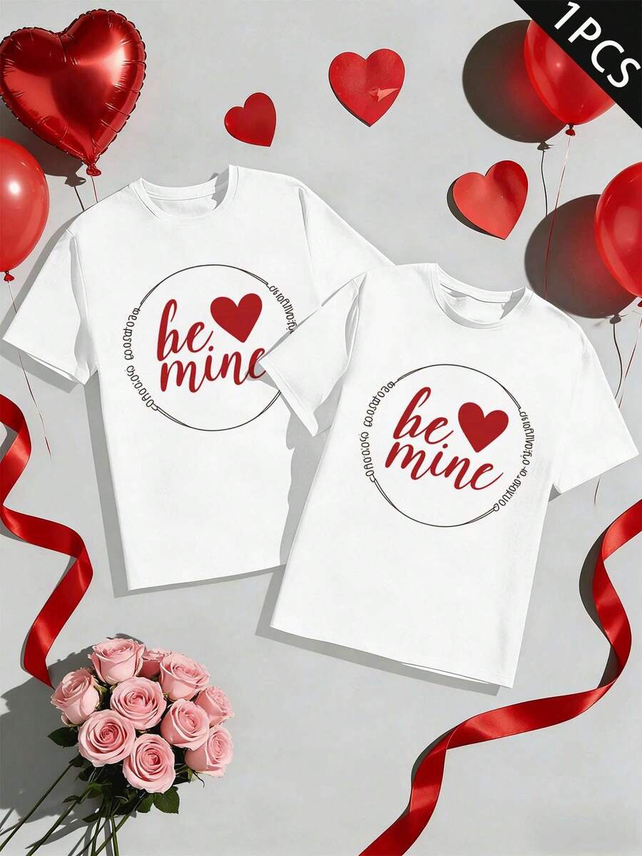 T-shirt pour la Saint-Valentin – coton premium, col rond, coupe confortable, imprimé graphique unique - FemmeBlanc-1PC - Voir 1