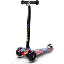 JCH-Scooters para Niños Patinete para Niños Scooter Patinete De 3 Ruedas Con Luces LED Patín del Diablo Patinete de Altura Ajustable para Exteriores Patinete Infantil Juguete Regalo Para Niños Niñas 3-12 Años - Vistoso - Ver 1