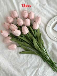 Artificial Tulip Flowers Decor, Home Decoration Accessories, Ins Style For Living Room, Bedroom, Suitable For Home, Wedding, Festival Decoration - Dusty Pink - View 26