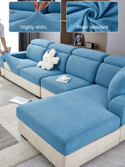 1pc Stretch Sofa Cover, Non-Slip Full Coverage Sofa Seat Cover, Suitable For All Seasons, Fabric Thickened Sofa Slipcover, Machine Washable, Dust-Proof, Pet-Friendly, Decorative Sofa Protector, Adjustable For Corner Sofa, Bedroom, Office, Living Room 1/2/3/4 Seater