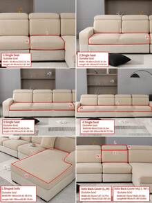 1pc Stretch Sofa Cover, Non-Slip Full Coverage Sofa Seat Cover, Suitable For All Seasons, Fabric Thickened Sofa Slipcover, Machine Washable, Dust-Proof, Pet-Friendly, Decorative Sofa Protector, Adjustable For Corner Sofa, Bedroom, Office, Living Room, 1/2/3/4 Seater - Khaki - View 5