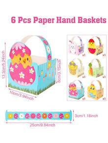 6pcs Cute Rabbit Easter Eggs DIY Packaging Boxes, Party Gifts Handbag, Easter Basket, Birthday Party Gift Bag, Handmade Tote Bag, Party Favors, Birthday Decor, Home Decor, Tabletop Decor, Spring Theme Party Decor, Happy Easter Decor, Easter Party Supplies, Egg Hunt Party Supplies - Multicolor - View 5