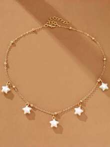 Girls Chain Necklace Resin Bow Flower Heart Star Fashion Design 1pc Daily Wear Gift For Her - White - View 9