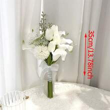 1pc Bohemian Style Elegant Simple & Generous Orchid Waterfall Bridal Bouquet, Engagement Registration Photography Handheld Flower Bouquet, Suitable For Wedding And Studio Photography - Multicolor - View 8