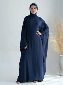 1pc Solid Color Soft & Breathable Muslim Islamic Loose Abaya (Without Headscarf), Comfortable For Women's Daily Wear And Prayer, Suitable For All Seasons - Nhiều màu - Xem 18