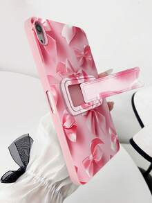 Custodia protettiva carina e minimalista in rosa chiaro con fiocco, compatibile con Apple iPad Mini 6 7, Tab A7 9, Pad 5 5Pro, Redmi Pad SE 11, cover protettiva dipinta, amichevole per la pelle e con supporto - Multicolore - Visualizzare 4