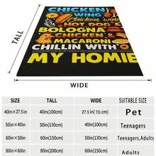 1pc Chicken Wing & BBQ Themed Flannel Blanket, Soft, All-Season Comfort Throw Home, Travel, Office, Camping, Washable, Mixed Color, French Style, 250-300g/ ㎡ , Food Lovers, Multipurpose, Playful Print, Birthday Mother's Day Size - 彩色 - 查看 3
