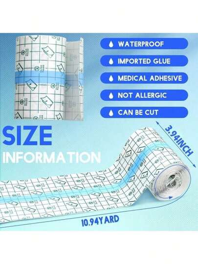 1 Roll Transparent Waterproof PU Adhesive Bandage, Large Size, Hemostatic, Tattoo Repair, Waterproof For Showering