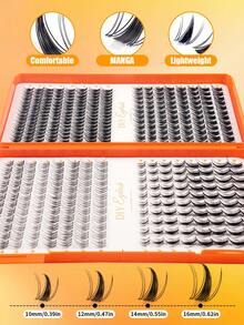 400pcs/Set Individual Eyelash Extensions, Fluffy Fairy-Like Effect, Suitable For DIY Eye Makeup, Includes Adhesive, Sealer, Lash Brush, Tweezers, Beginner-Friendly, Reusable, Natural Look, DIY Lashes At Home, Segmented Design, Easy To Use, Portable Travel Kit - Nhiều màu - Xem 8