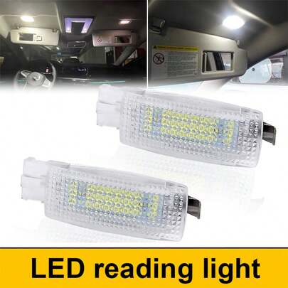 适用于大众高尔夫4/5/6/7、帕萨特CC B5/B6/B7、Polo、途观、尚酷、捷达、途昂、夏朗2、辉腾、EOS、甲壳虫、宝来，以及斯柯达晶锐、速派、Altea，还有西雅特A'lhambra MK1/MK2、西雅特Leon、Toledo的2个LED车内遮阳板化妆镜灯/阅读灯。