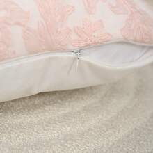 1 pieza Funda de cojín/almohada lumbar decorativa de piel sintética bordada con encaje rosa, adecuada para dormitorio, sala de estar, sofá - Rosa - Ver 8