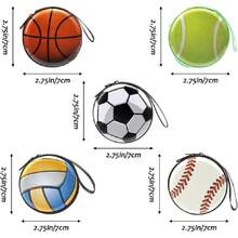 Monedero para Niños, 10 Piezas Kids Zero Wallet Cartoon Esférica Mini Monedero, Diseño con Cremallera, Adecuado para Niños, Adolescentes Aficionados al Deporte, Viene con un Llavero,38264141 - Multicolor - Ver 2