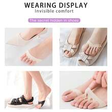 5双装米色前脚掌垫蜂窝面料跖骨垫隐形袜垫男女通用可重复使用前脚掌垫 - 彩色 - 查看 5