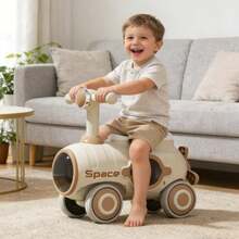 JCH-Bicicleta de Equilibrio para Niños de 1 año 3 Niños y Niñas Bicicleta Sin Pedales con Bloques de Construcción Luces LED y Música Juguete de Bicicleta para niños 12-36 Meses 53 * 47 * 28cm - Beis - Ver 8