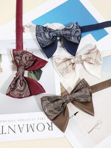 1件男士时尚休闲简约腰果图案纯色领结，舒适百搭，适合日常、派对、宴会、旅行等场合。