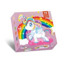 70pcs Unicorn Floor Puzzle, Suitable For 3-5 Years/4-6 Years Old Girls, 58x58cm Large Round Floor Puzzle, Ideal Toy Gift For Boys And Girls, Suitable For Thanksgiving, New Year, Back To School And Other Holidays - Pink - View 8