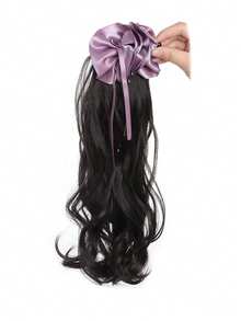 Purple Hair Ring Claw Clip Synthetic Wigs Autumn Winter Style Layered Curly Ponytail Low Tie Natural Ponytail Suitable For Women's Daily Wear And Gatherings Hair Clip Hair Bow Hair Accessories Women Hair Claws - Multicolor - View 10